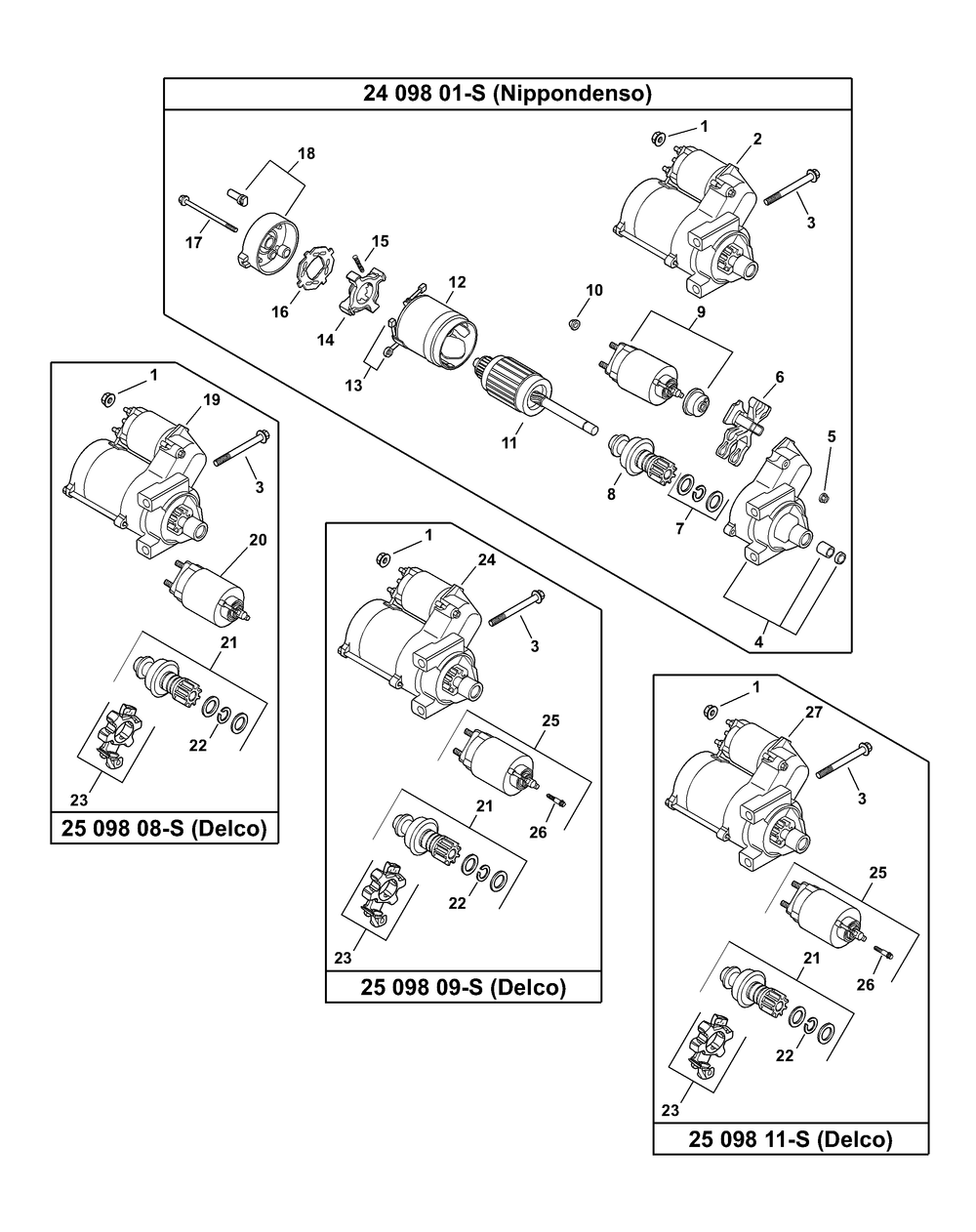 Kohler Cv730-0055 Starting System Diagram and Parts List for M48-KH 53AH8CT2050-25HP Cub Cadet Lawn Tractor
